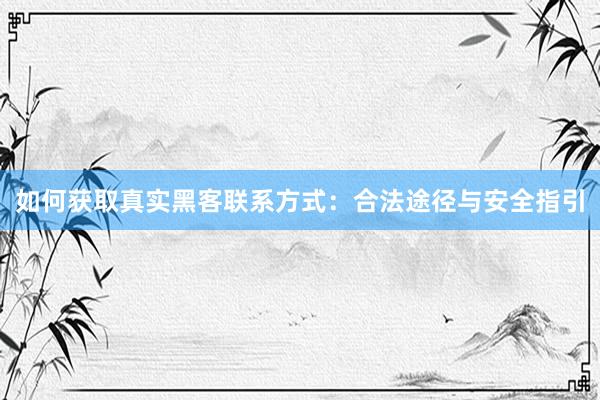 如何获取真实黑客联系方式：合法途径与安全指引