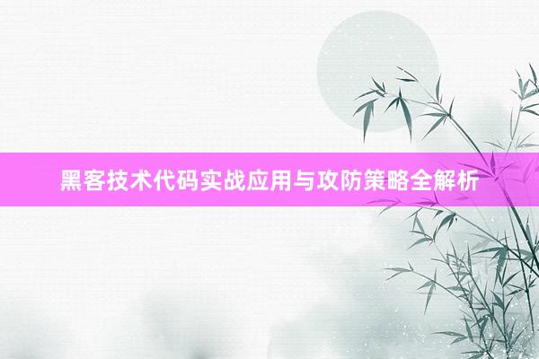 黑客技术代码实战应用与攻防策略全解析