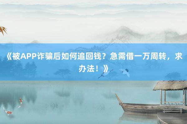 《被APP诈骗后如何追回钱？急需借一万周转，求办法！》
